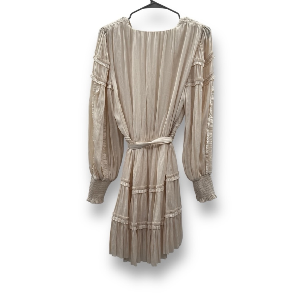 Ulla Johnson Amal Ivory Silky Ruffle Long Sleeve Wrap Top Boho Mini Dress Sz 8‎ - Picture 6 of 16